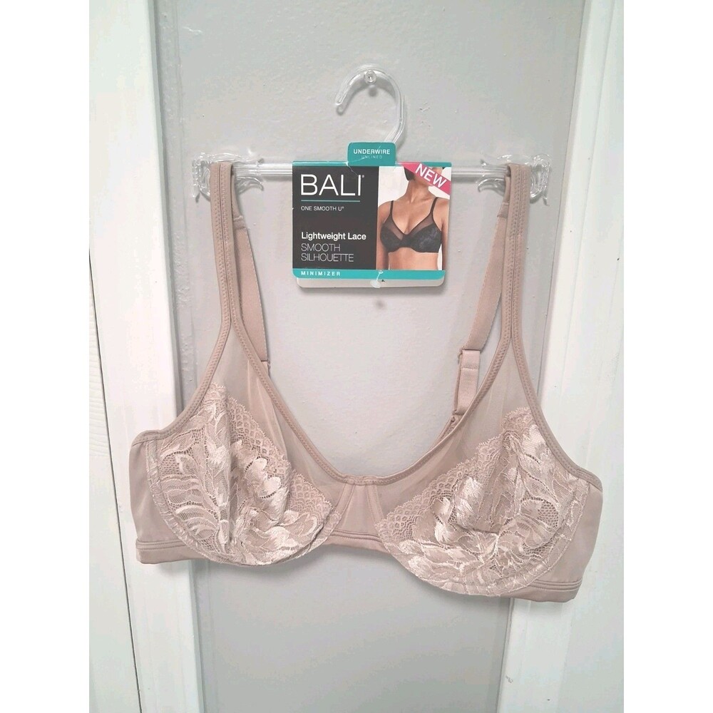 NEW BALI One Smooth U Lightweight Lace Underwire Mauve Minimizer Bra Womens 38C